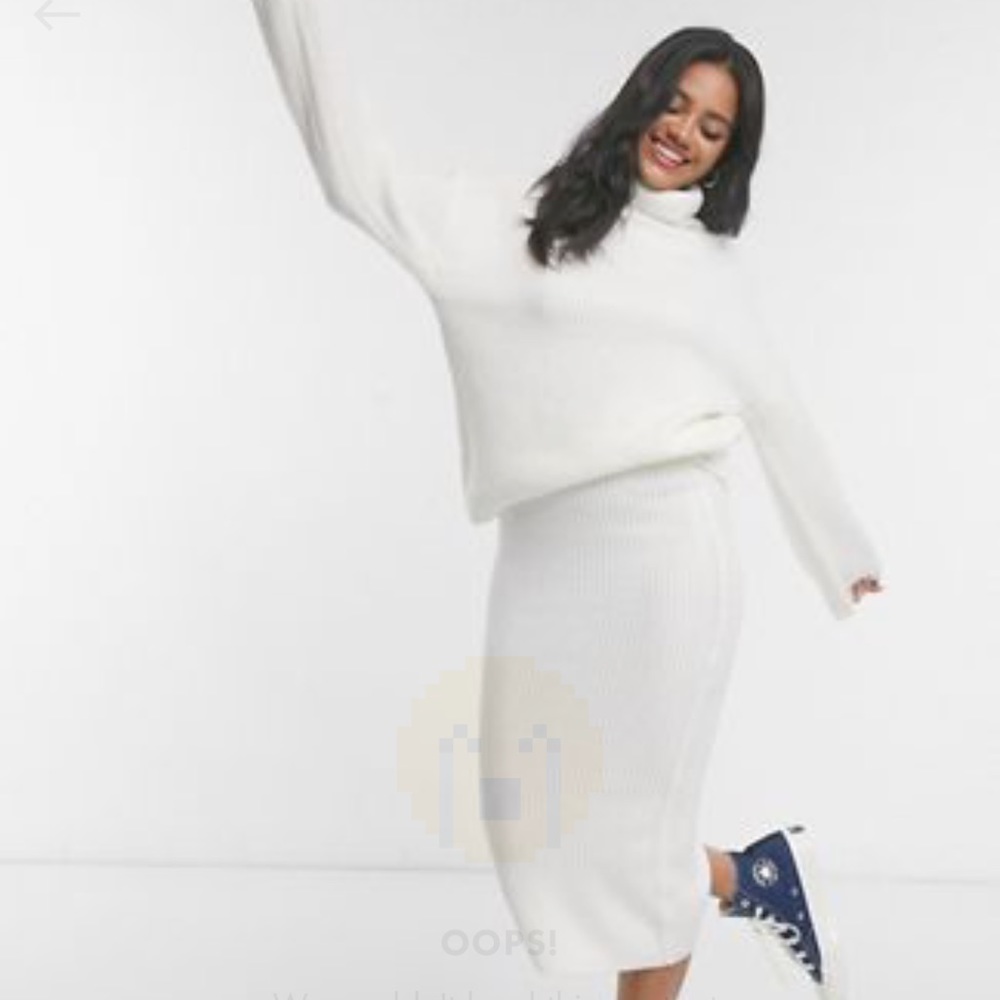 Cozy tan Sweater and Midi Skirt Set